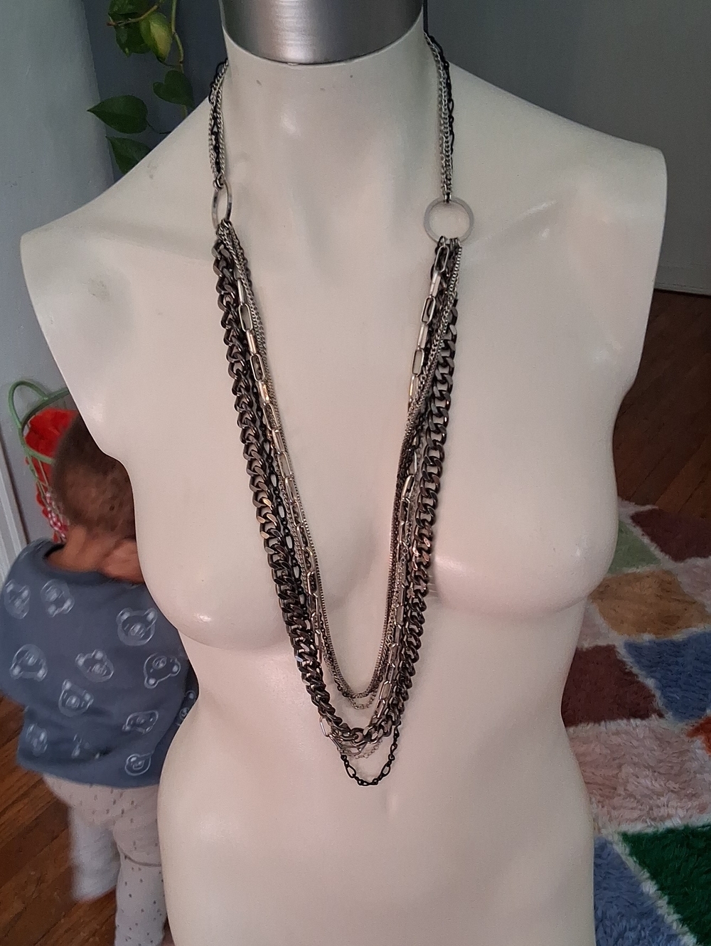 Express Layered Silver-Tone Multi Chain Necklace - Women Jewelry